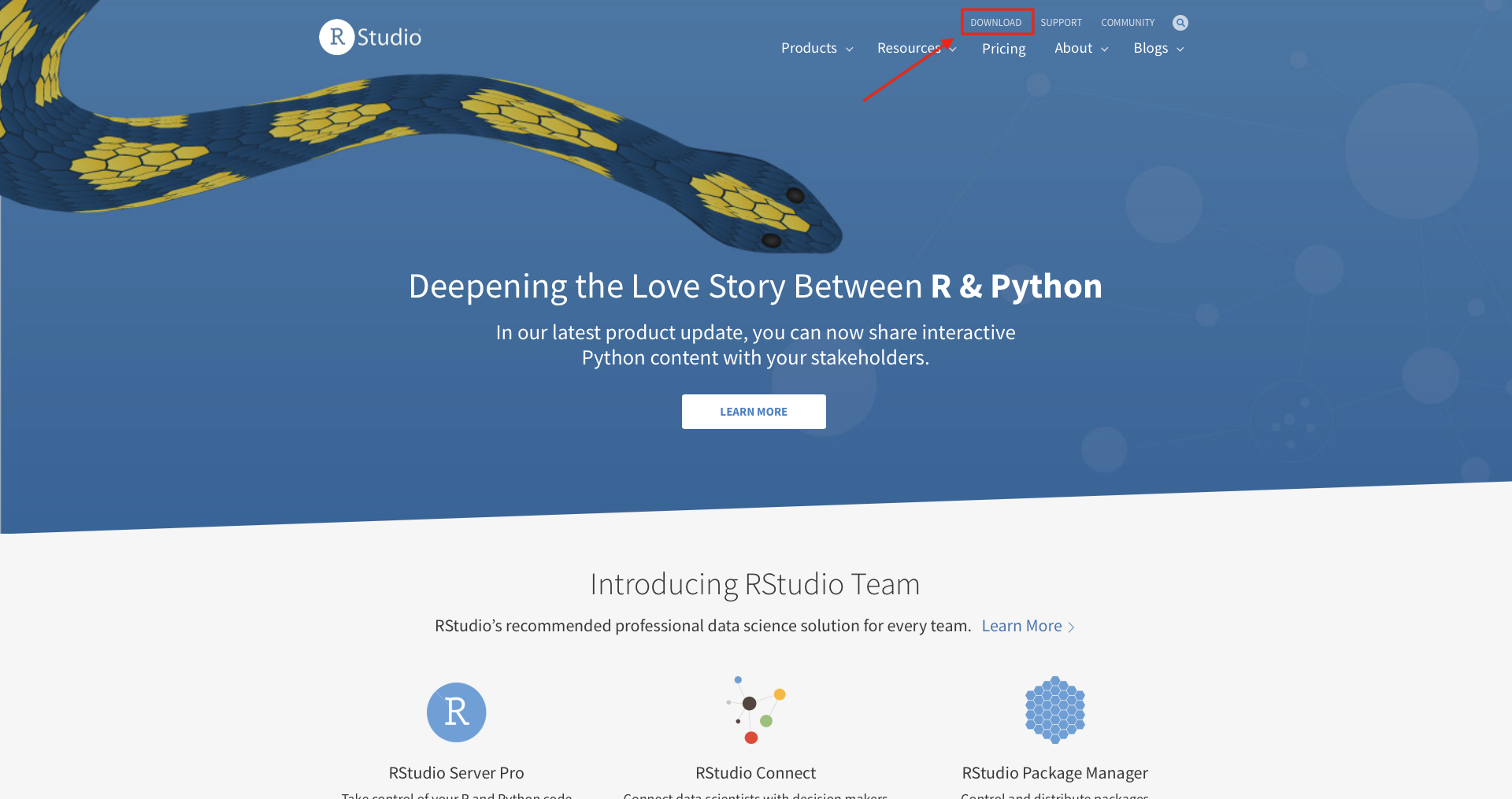 Rstudio homepage