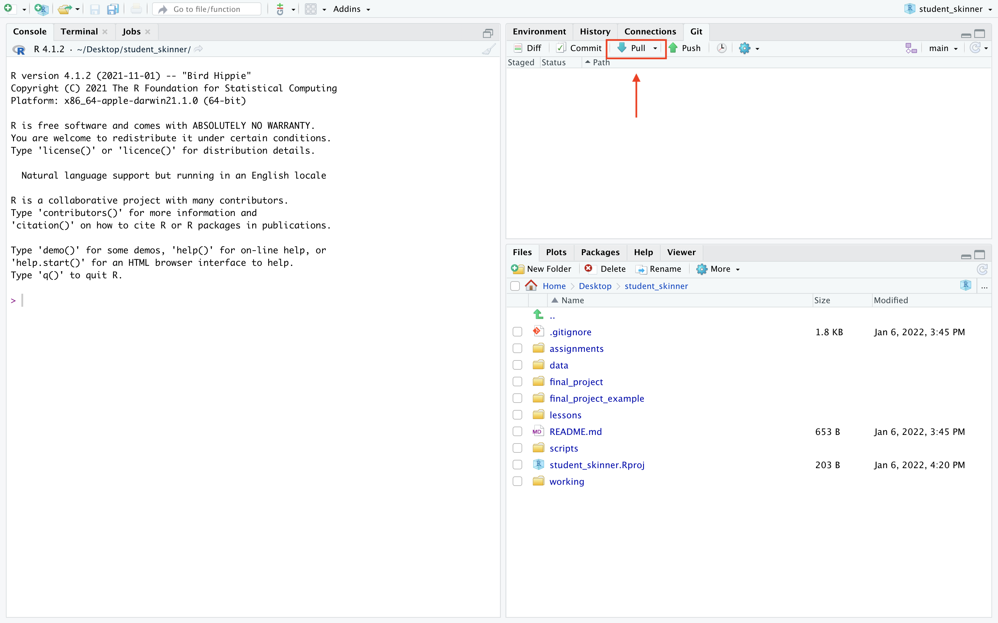 RStudio: pull